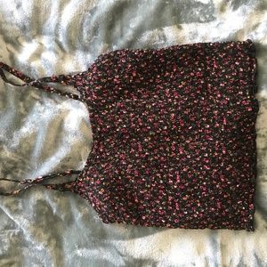 Hollister Ribbed Floral Cropped Tank